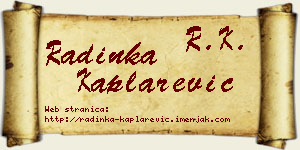 Radinka Kaplarević vizit kartica